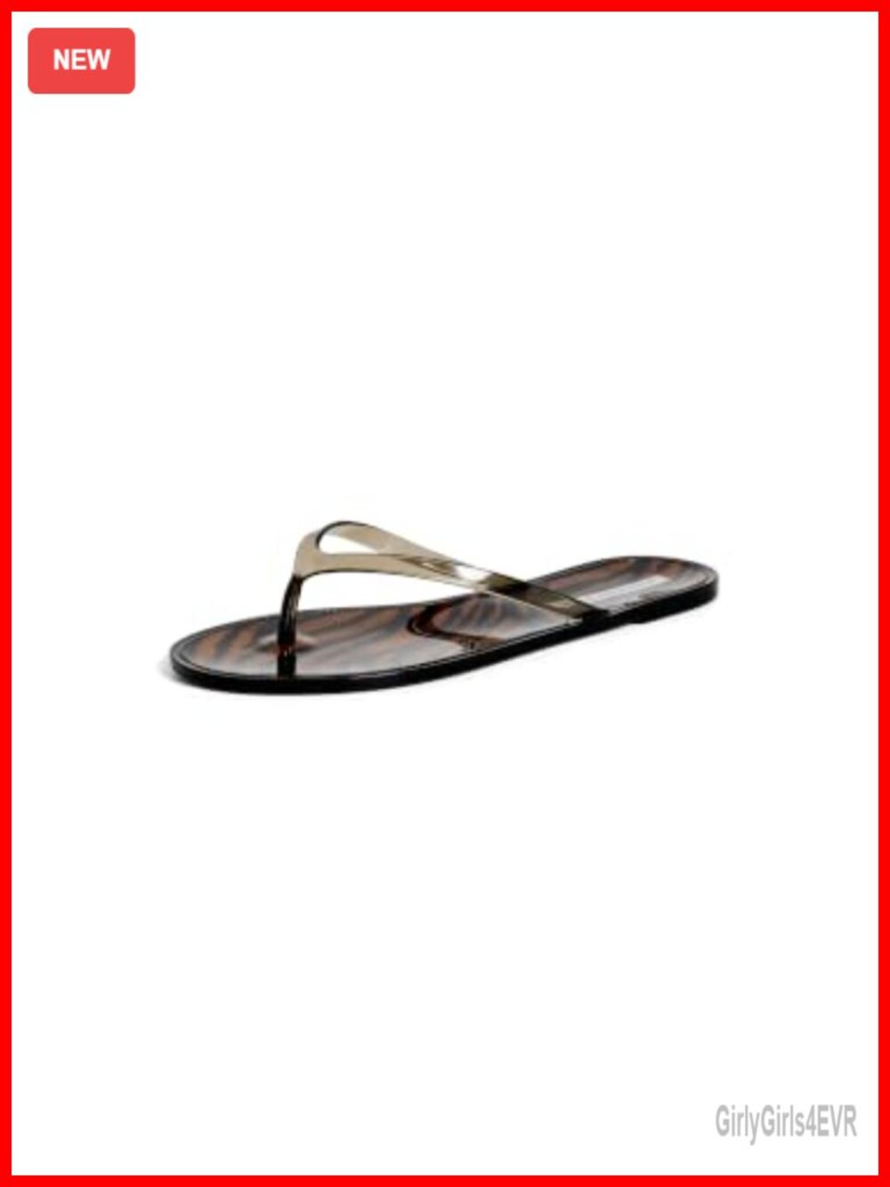 Women's Zebra Print Crystal Jelly Flip Flops Flat Sandals